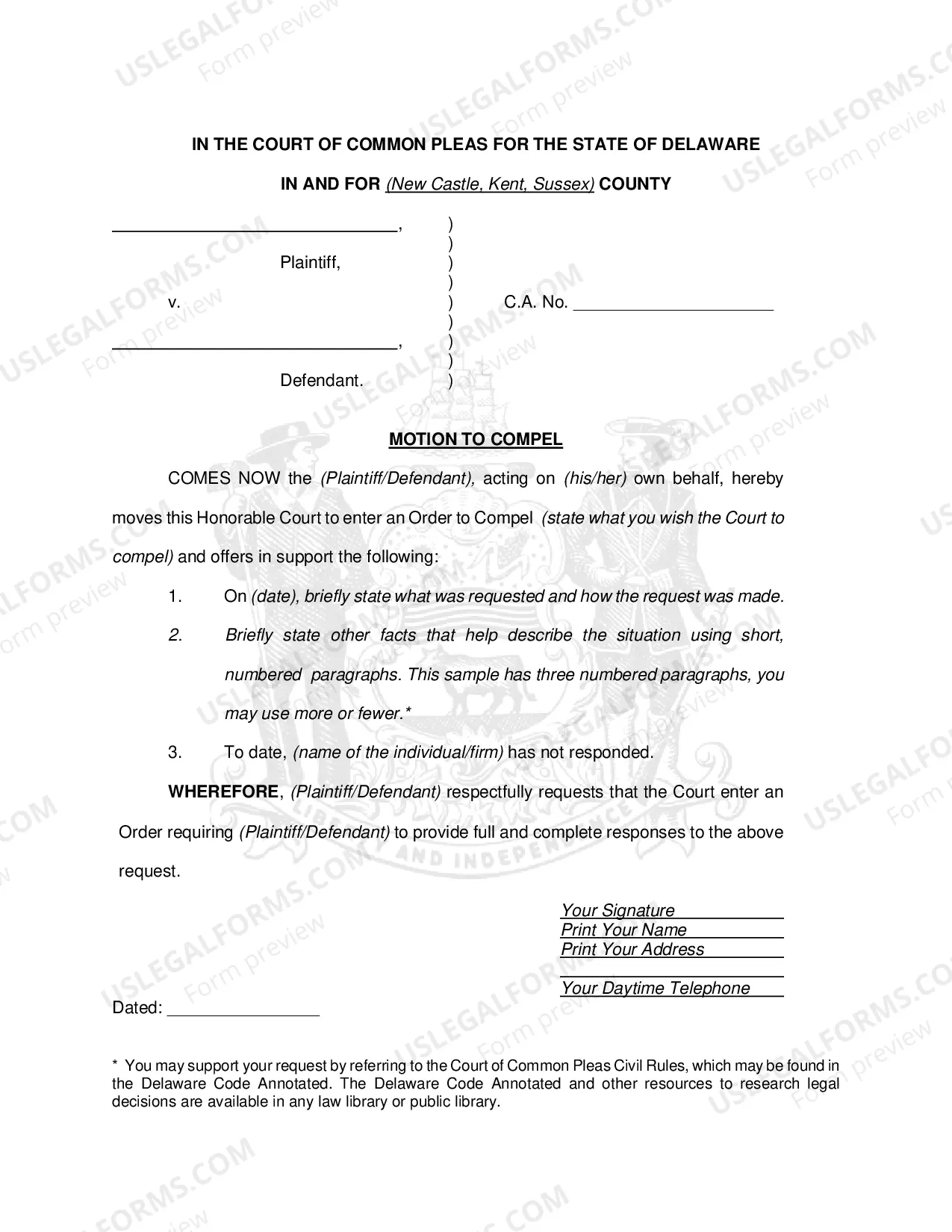 Preview How to Prepare a Civil Motion