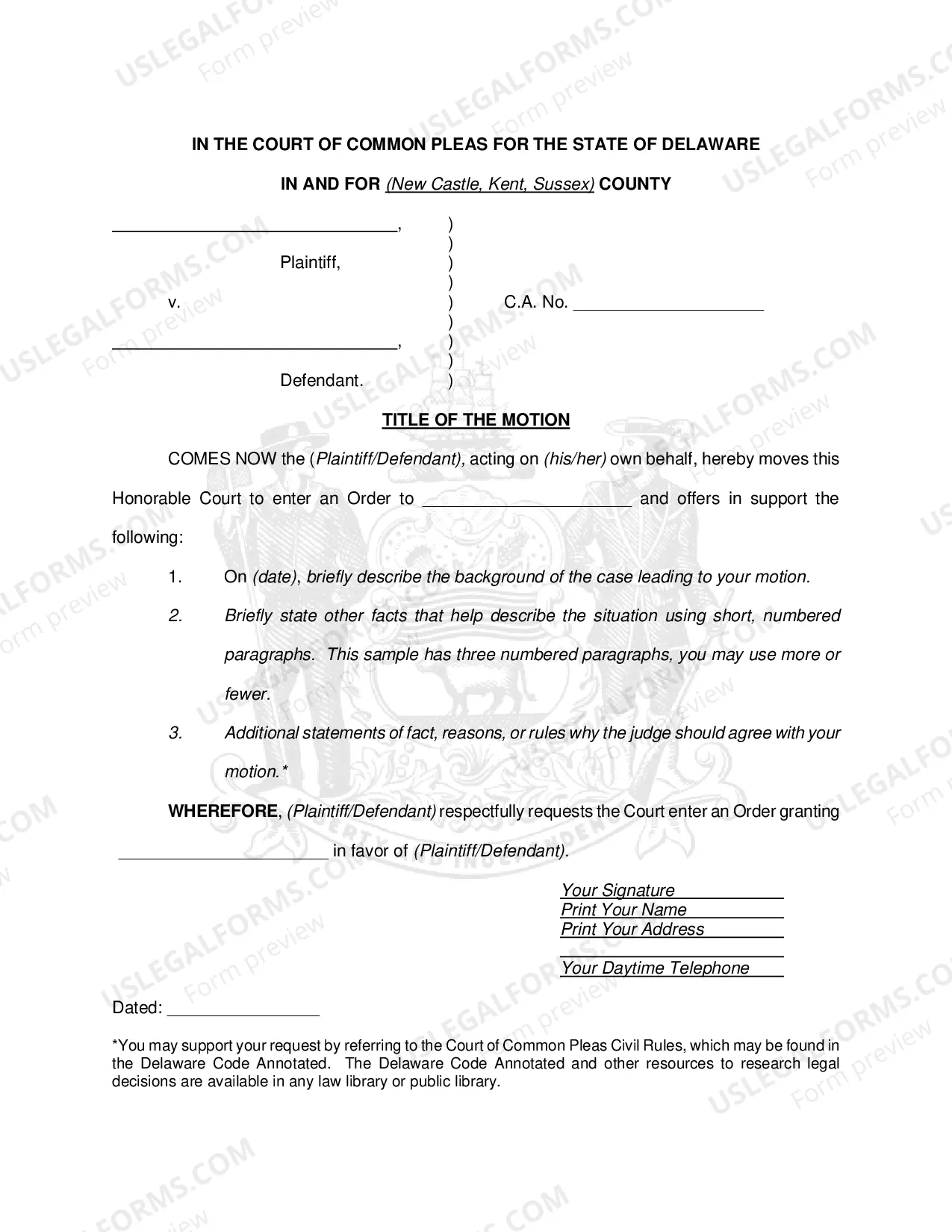 Preview How to Prepare a Civil Motion