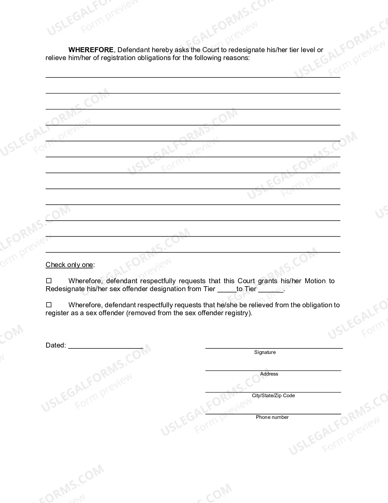 Preview Sex Offender Tier Redesignation or Relief