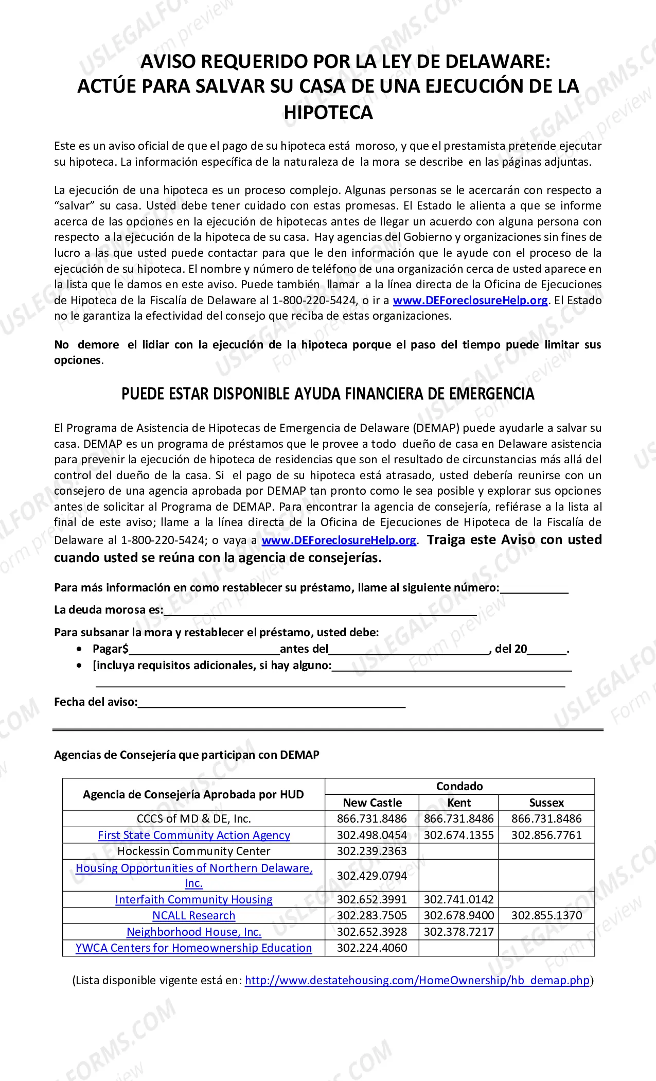 Preview Mortgage Foreclosure Mediation Program Notice (Automated Residential)