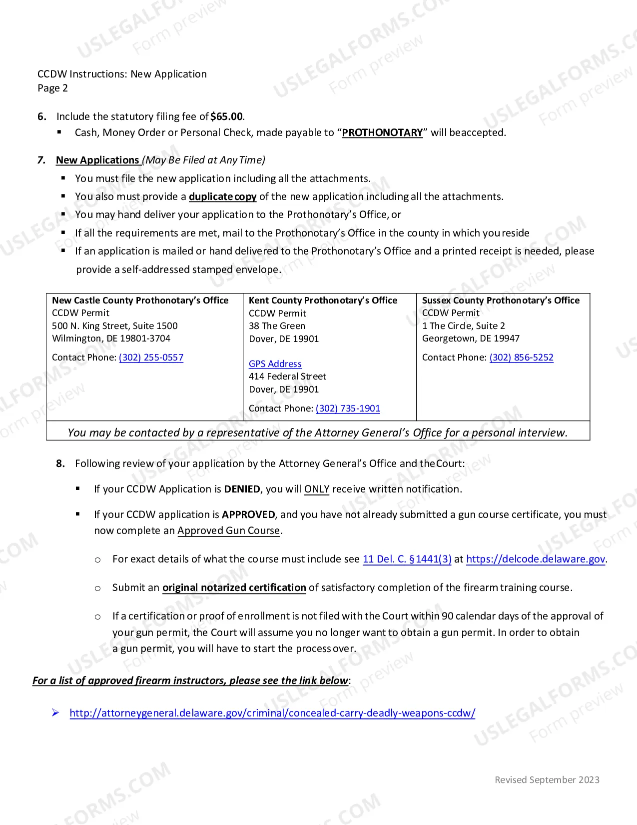 Preview Weapons, Application Instructions for NEW License to Carry Concealed Deadly Weapon (DELAWARE RESIDENTS ONLY)
