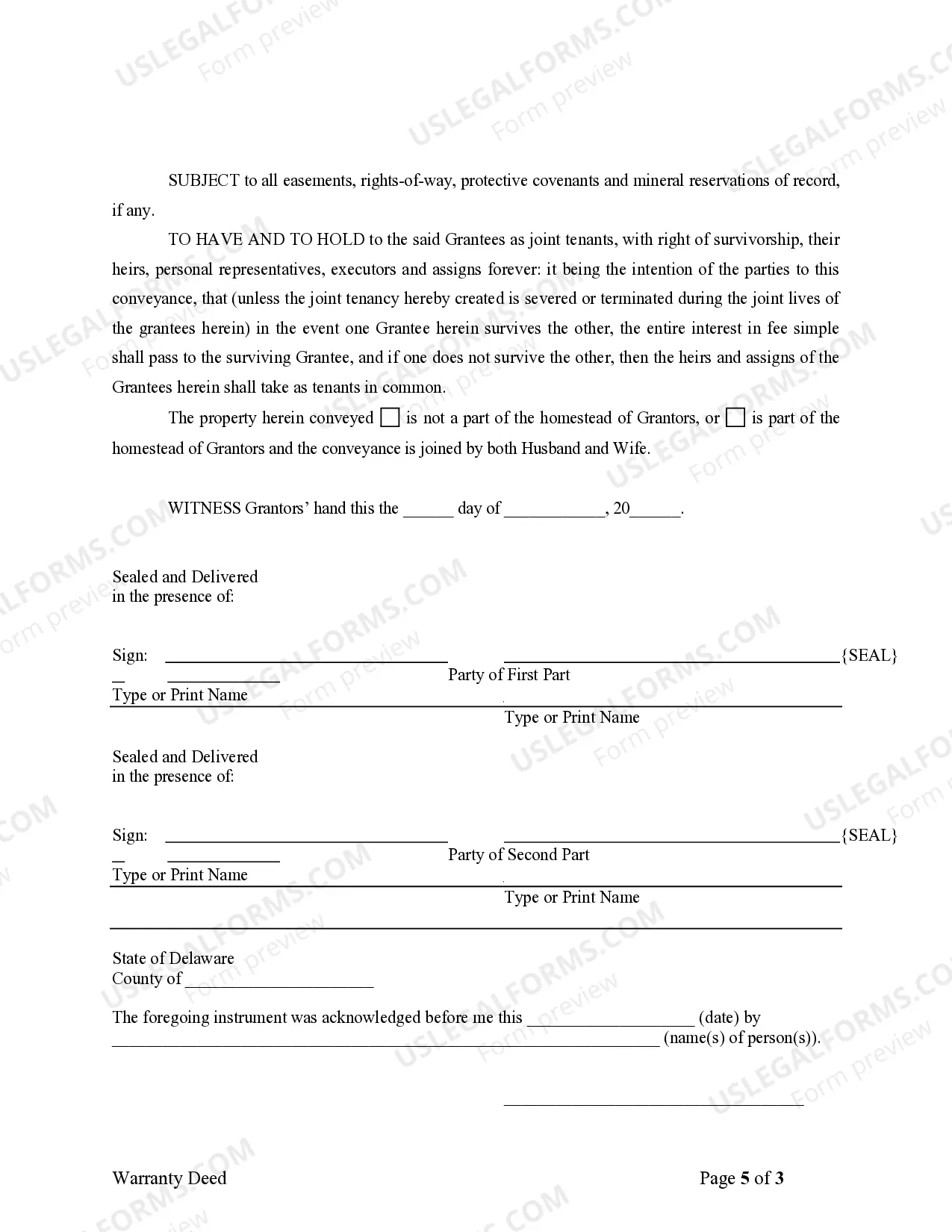 Preview Warranty Deed for Husband and Wife Converting Property from Tenants in Common to Joint Tenancy