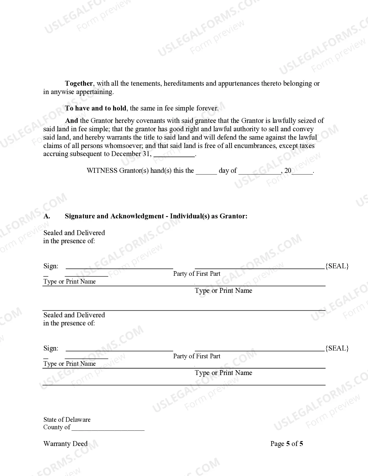 Preview Warranty Deed from Individuals, Limited Partnership or LLC is the Grantor or Grantee