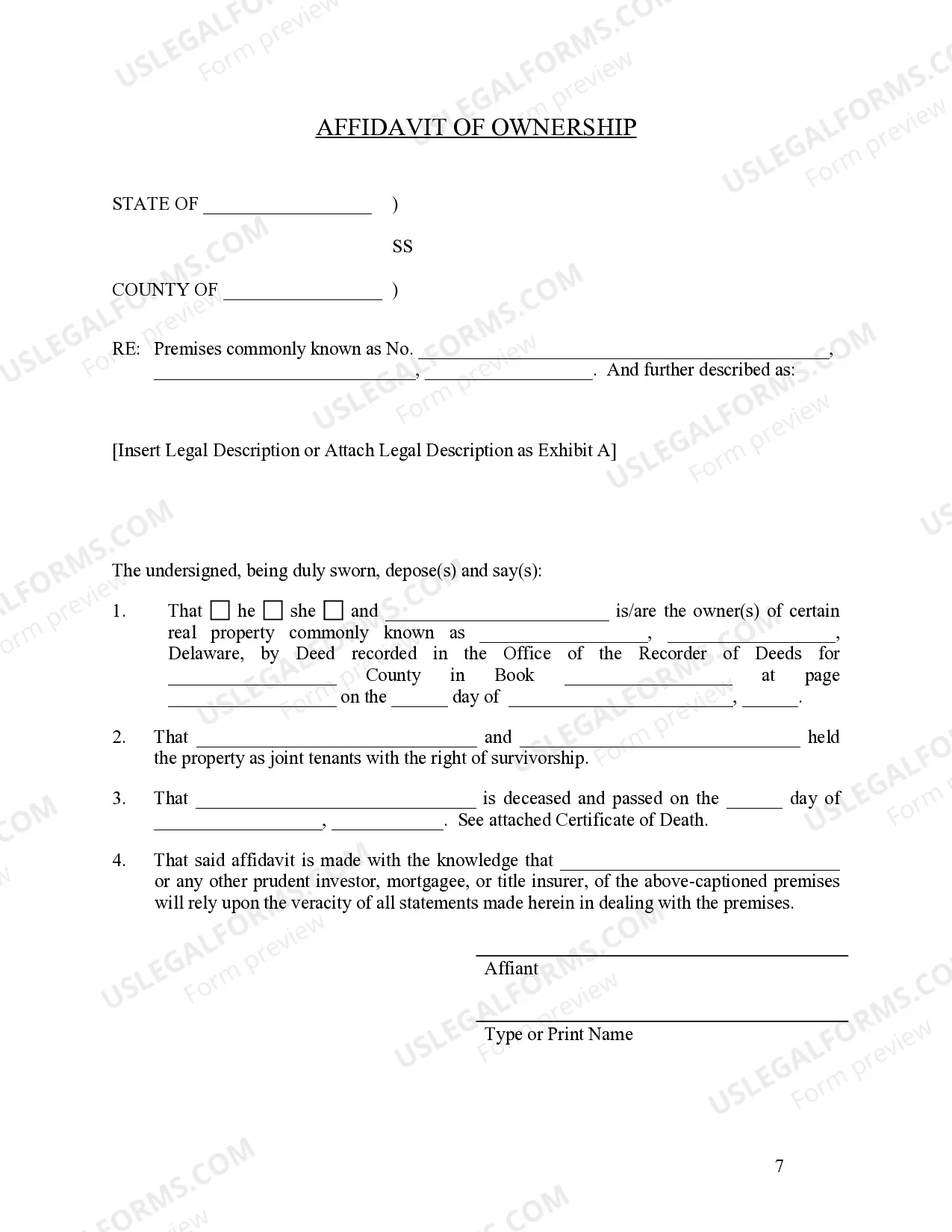 Preview Warranty Deed from Individual to Three Individuals as Joint Tenants