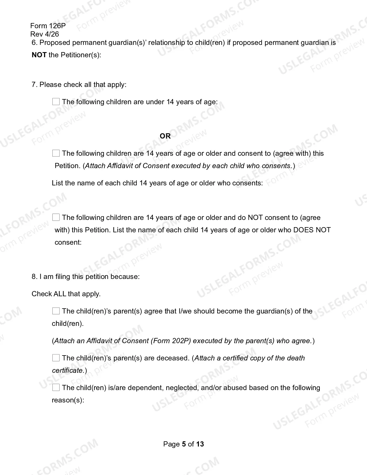 Preview Petition For Guardianship Or Permanent Guardianship of A Minor Order of Reference