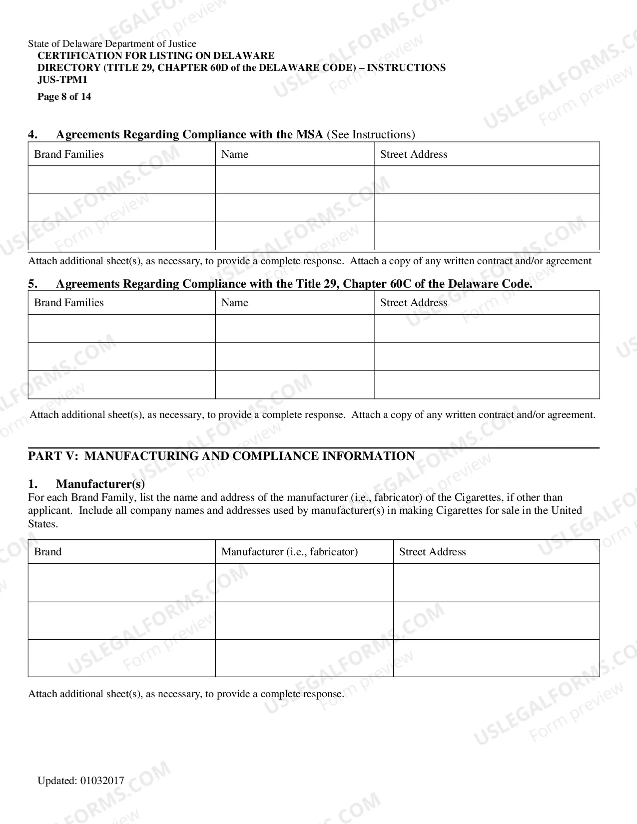 Preview Certification For Listing - (JUS-TPM1 (0604))