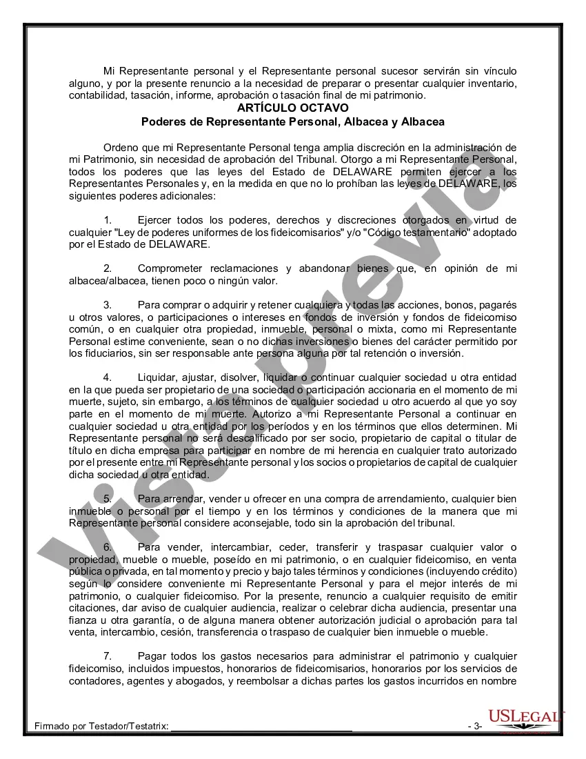 Preview Formulario de última voluntad y testamento legal para persona soltera sin hijos