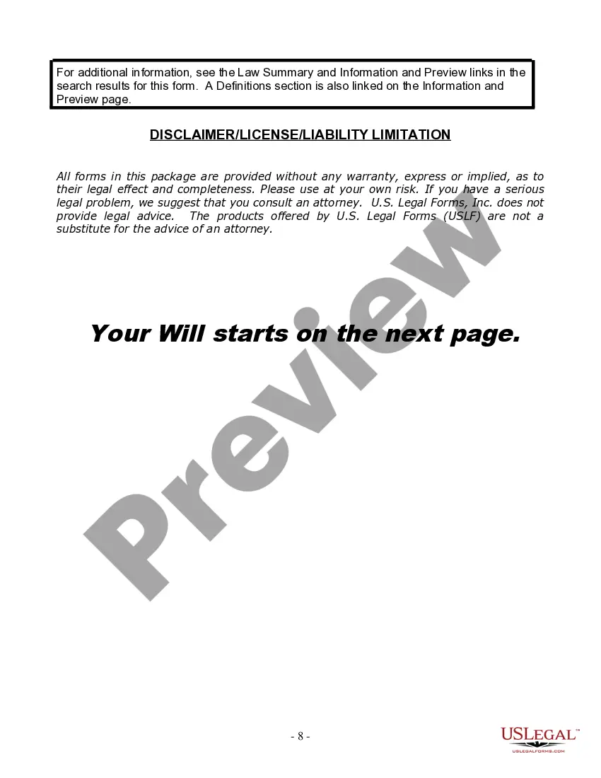 Preview Last Will and Testament for Single Person with No Children