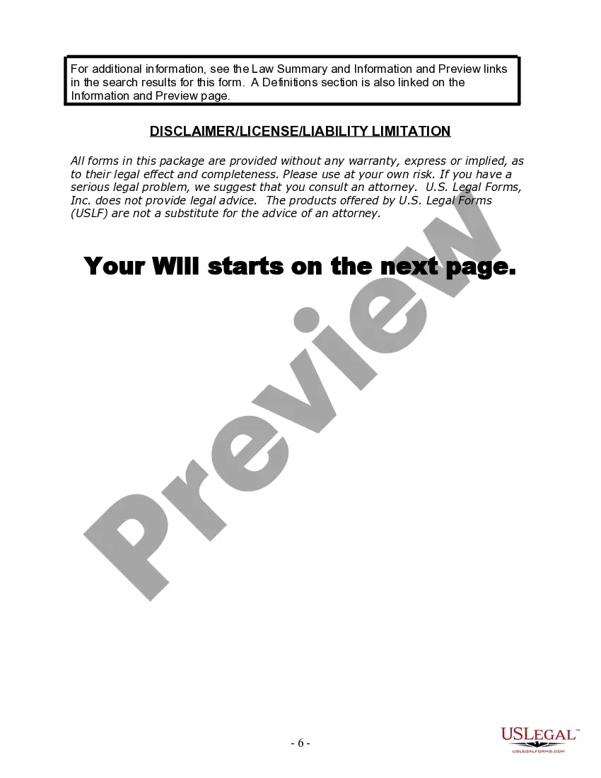 Preview Last Will and Testament for Single Person with Adult and Minor Children