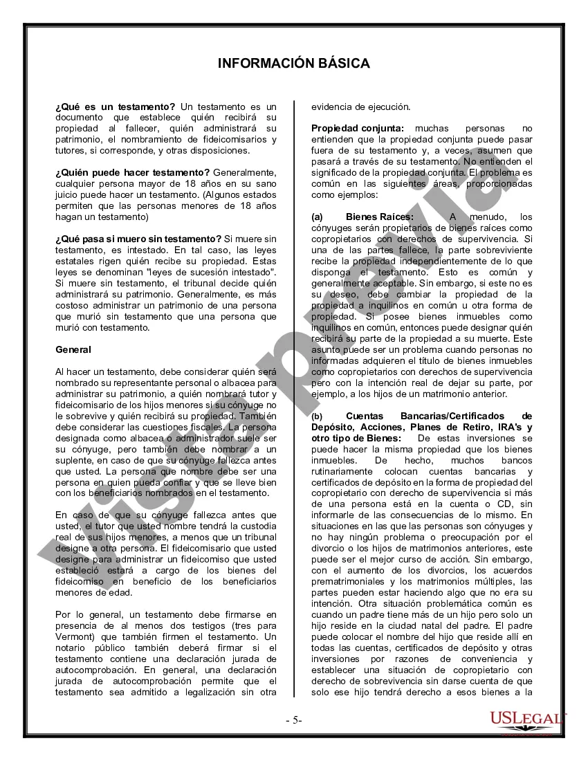 Preview Formulario de última voluntad y testamento legal para personas divorciadas que no se han vuelto a casar y no tienen hijos