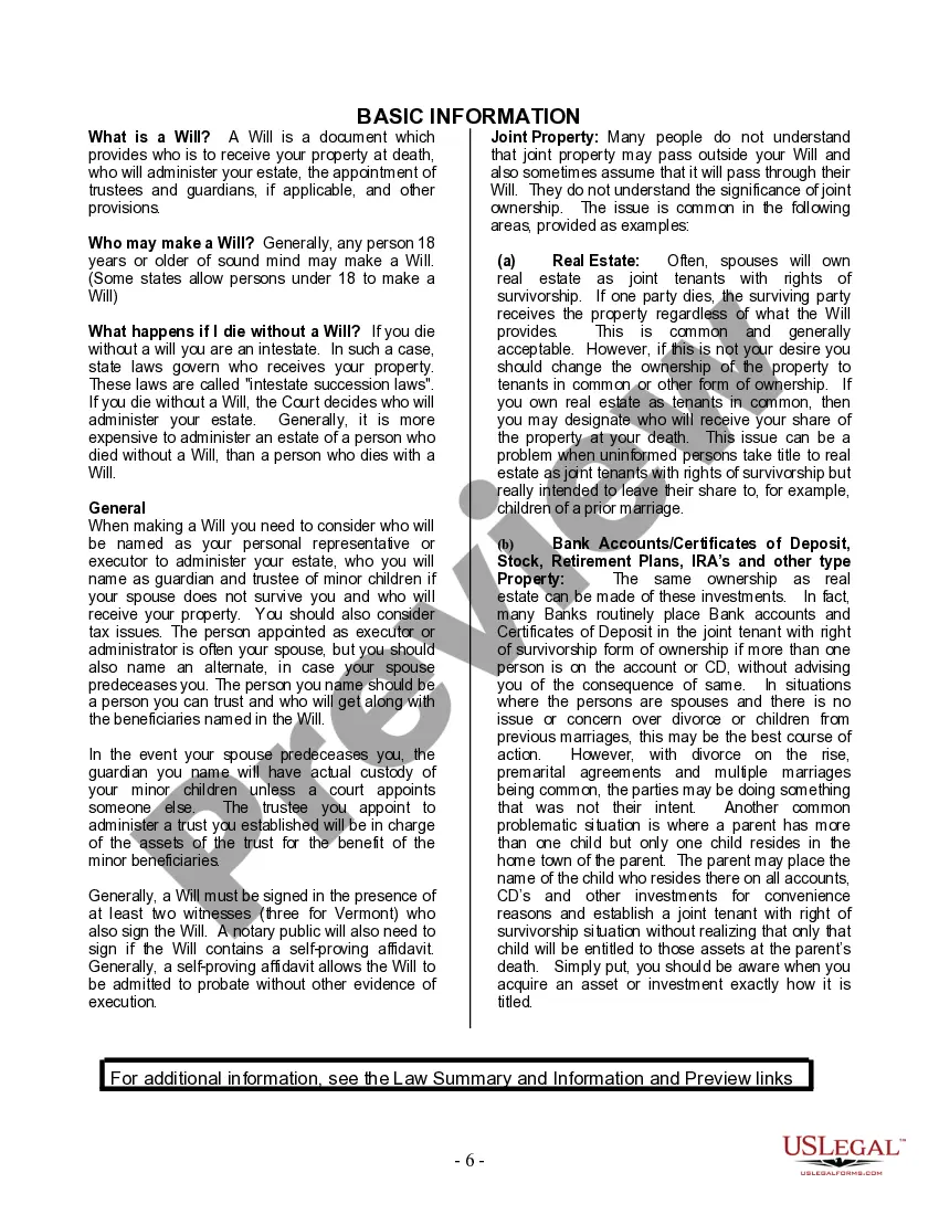 Preview Last Will and Testament for Divorced person not Remarried with Minor Children