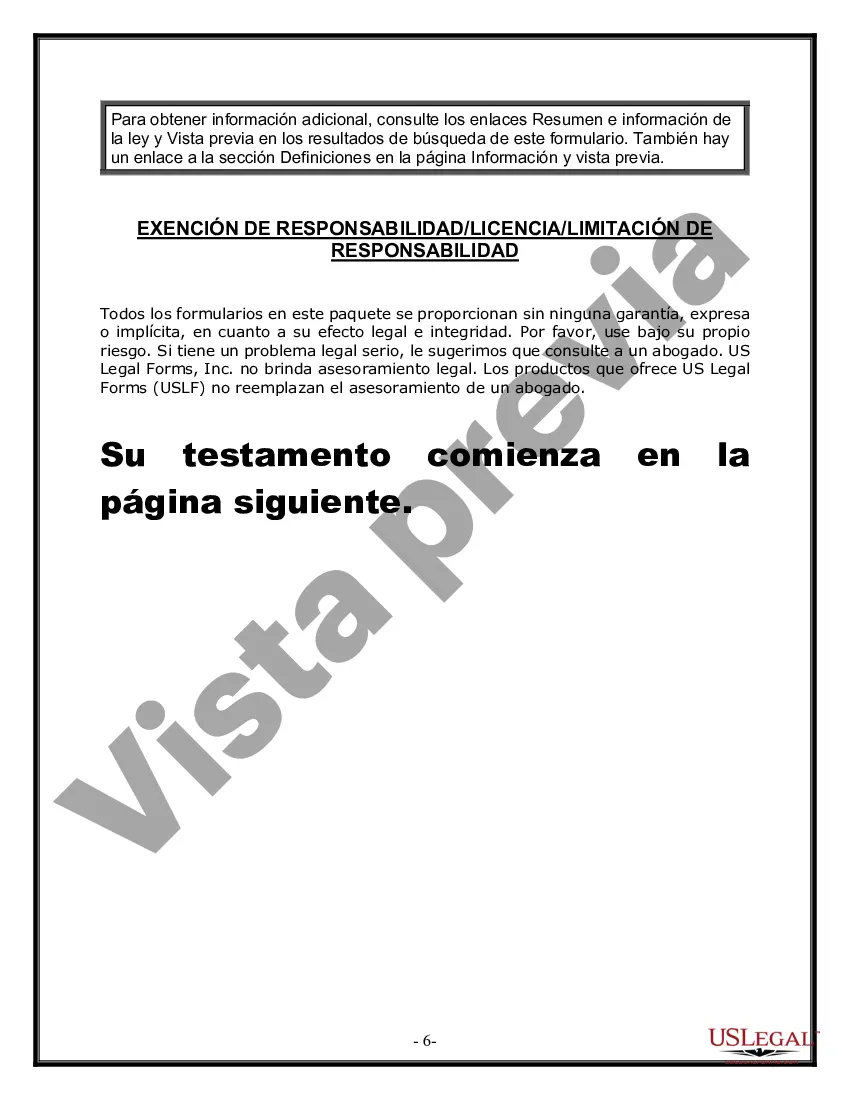 Preview Formulario de última voluntad y testamento legal para personas divorciadas que no se han vuelto a casar con hijos adultos y menores