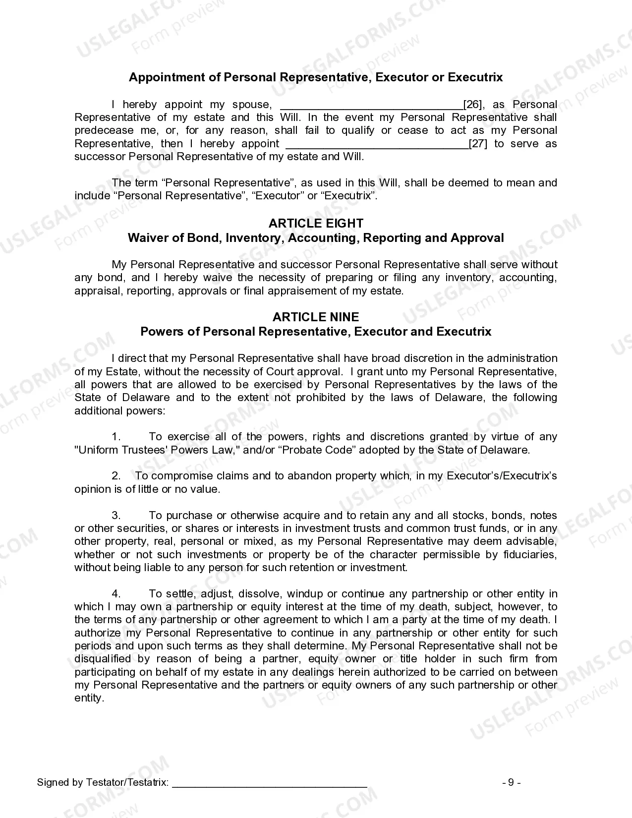 Preview Mutual Wills package with Last Wills and Testaments for Married Couple with No Children