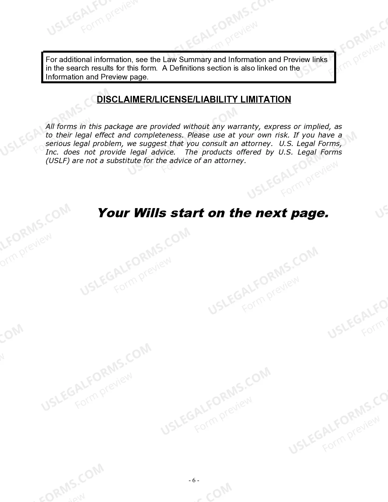 Preview Mutual Wills package with Last Wills and Testaments for Married Couple with No Children