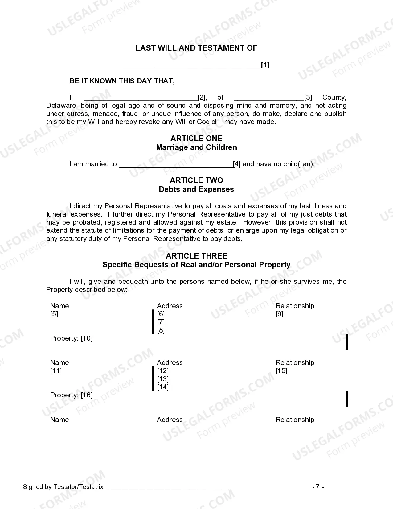 Preview Mutual Wills package with Last Wills and Testaments for Married Couple with No Children