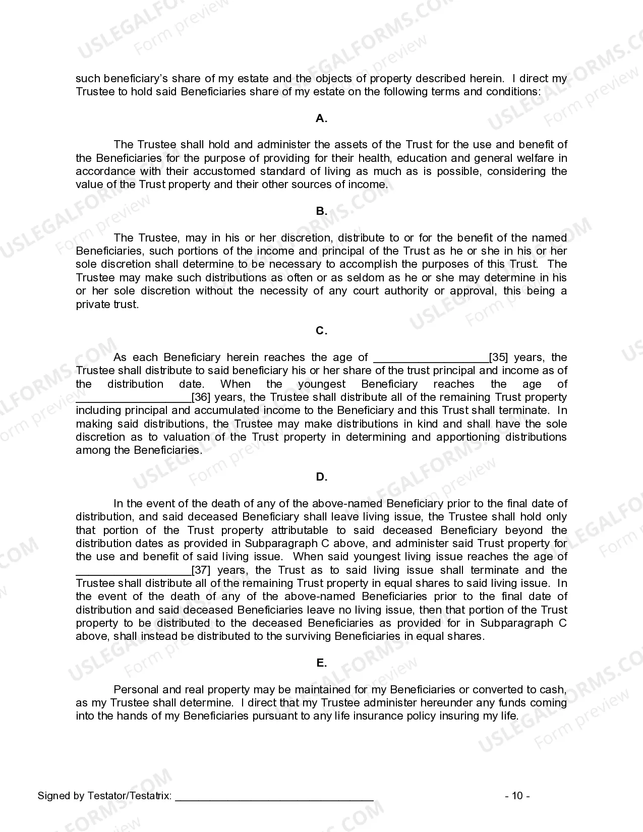 Preview Last Will and Testament for Married Person with Adult and Minor Children