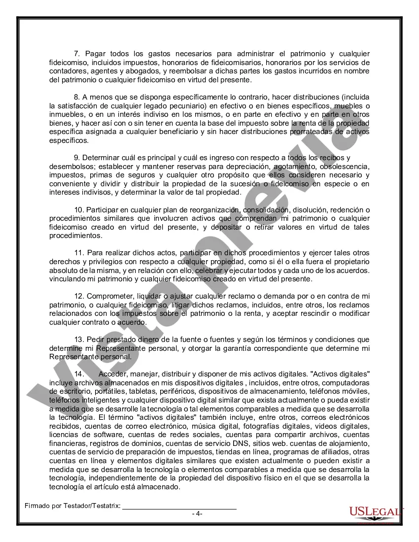 Preview Formulario de testamento y última voluntad legal para viuda o viudo con hijos adultos