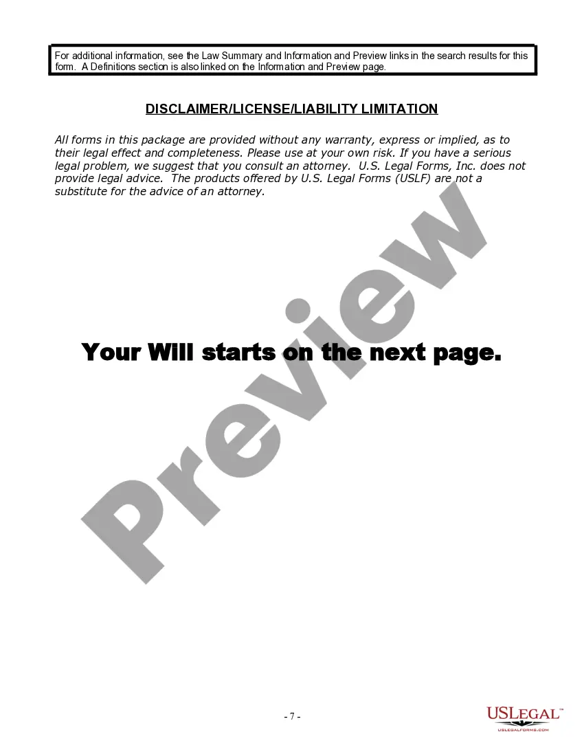 Preview Last Will and Testament for a Widow or Widower with Adult Children