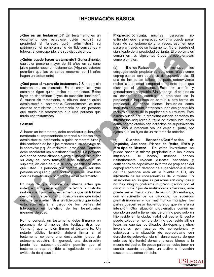 Preview Formulario Legal de Última Voluntad y Testamento para una Viuda o Viudo con Hijos Adultos y Menores