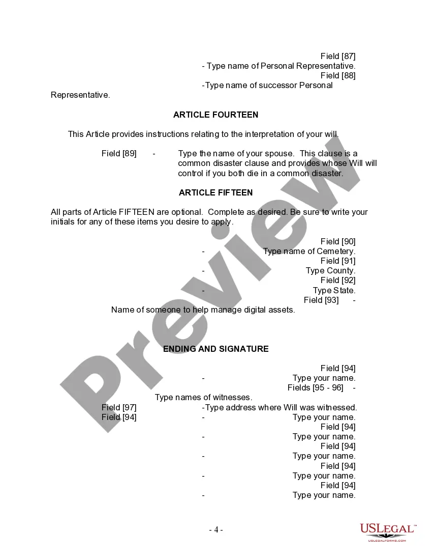 Preview Last Will and Testament for Divorced and Remarried Person with Mine, Yours and Ours Children