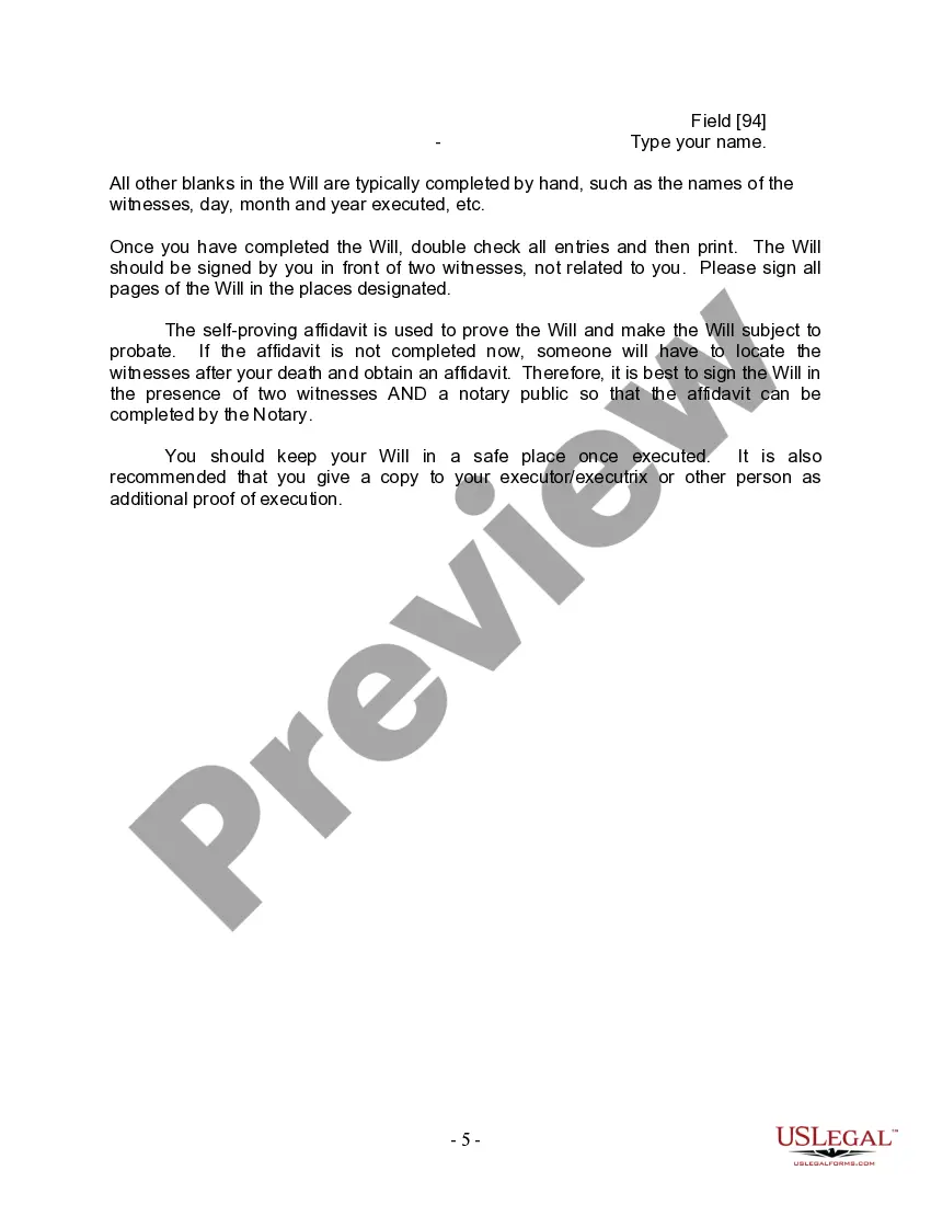 Preview Last Will and Testament for Divorced and Remarried Person with Mine, Yours and Ours Children