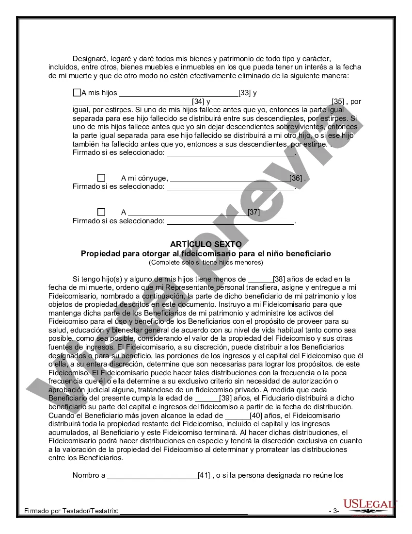 Preview Última voluntad y testamento para otras personas