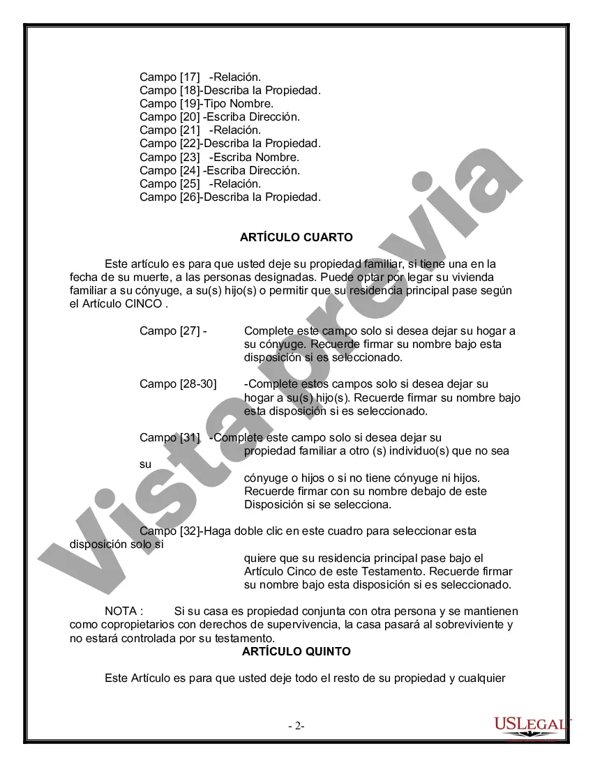 Preview Última voluntad y testamento para otras personas