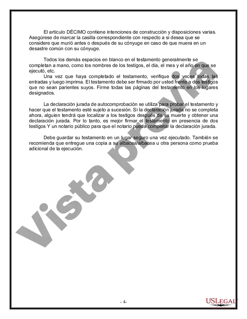 Preview Última voluntad y testamento para otras personas