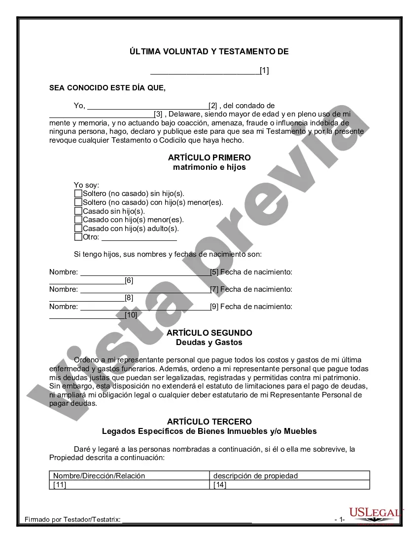 Preview Última voluntad y testamento para otras personas