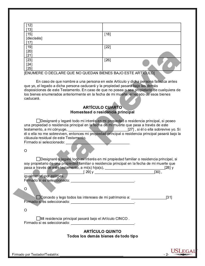 Preview Última voluntad y testamento para otras personas
