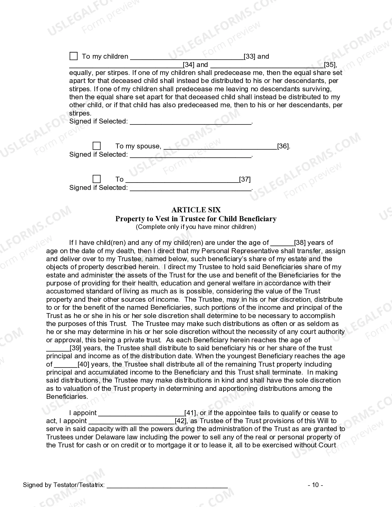 Preview Last Will and Testament for other Persons