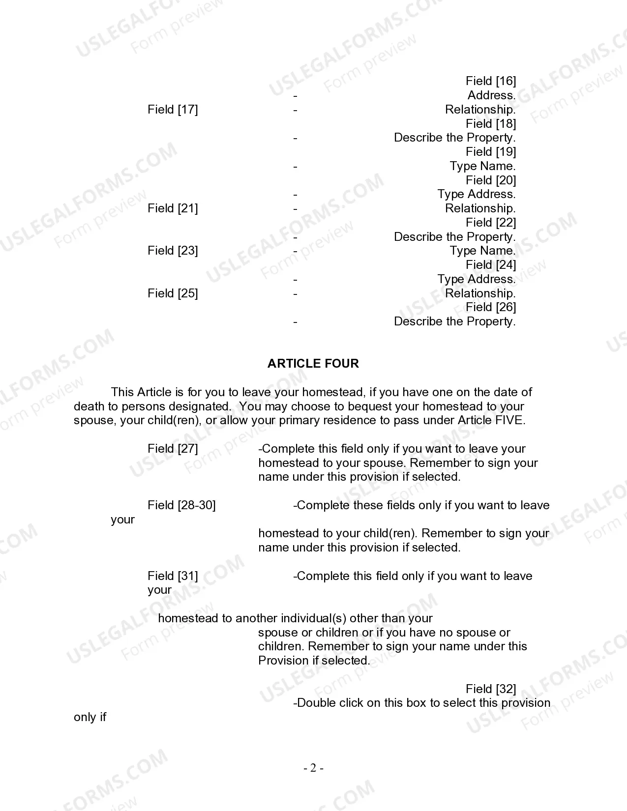 Preview Last Will and Testament for other Persons