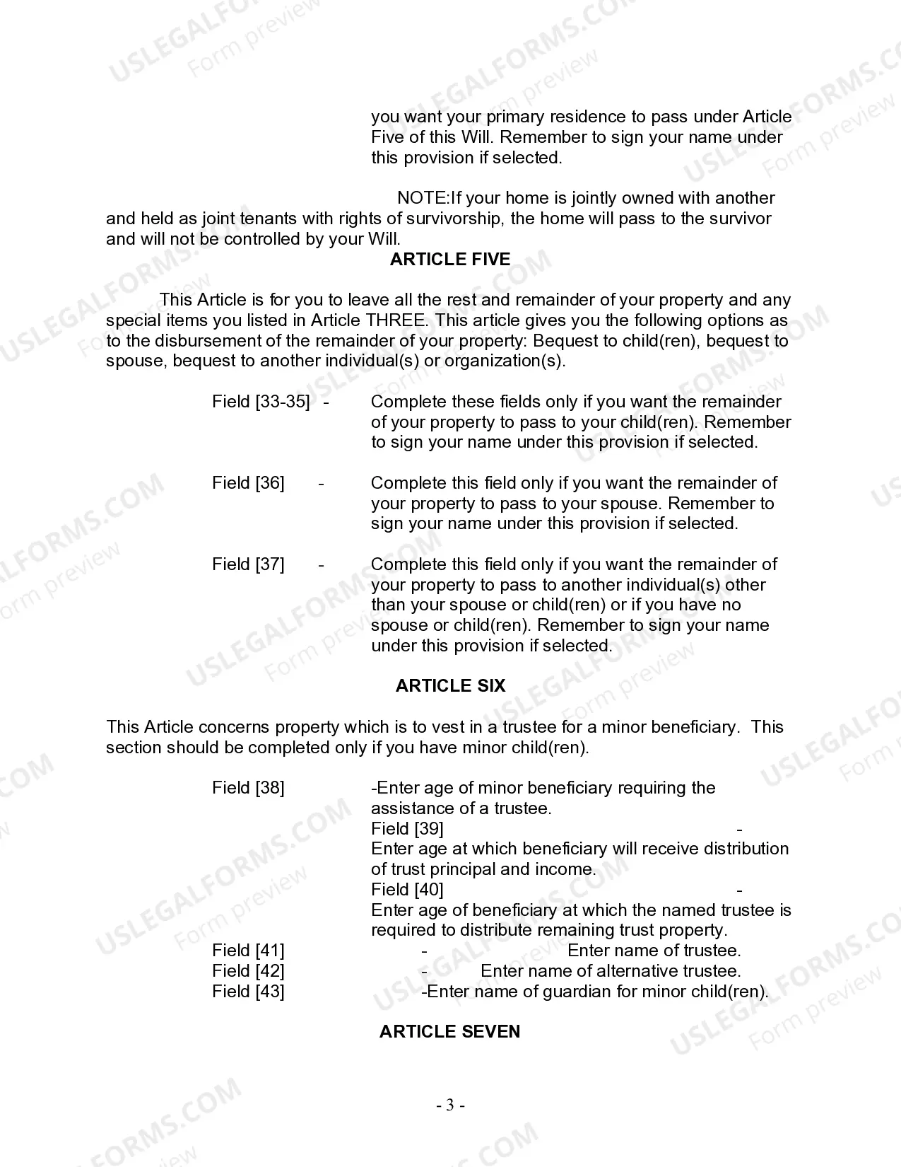 Preview Last Will and Testament for other Persons