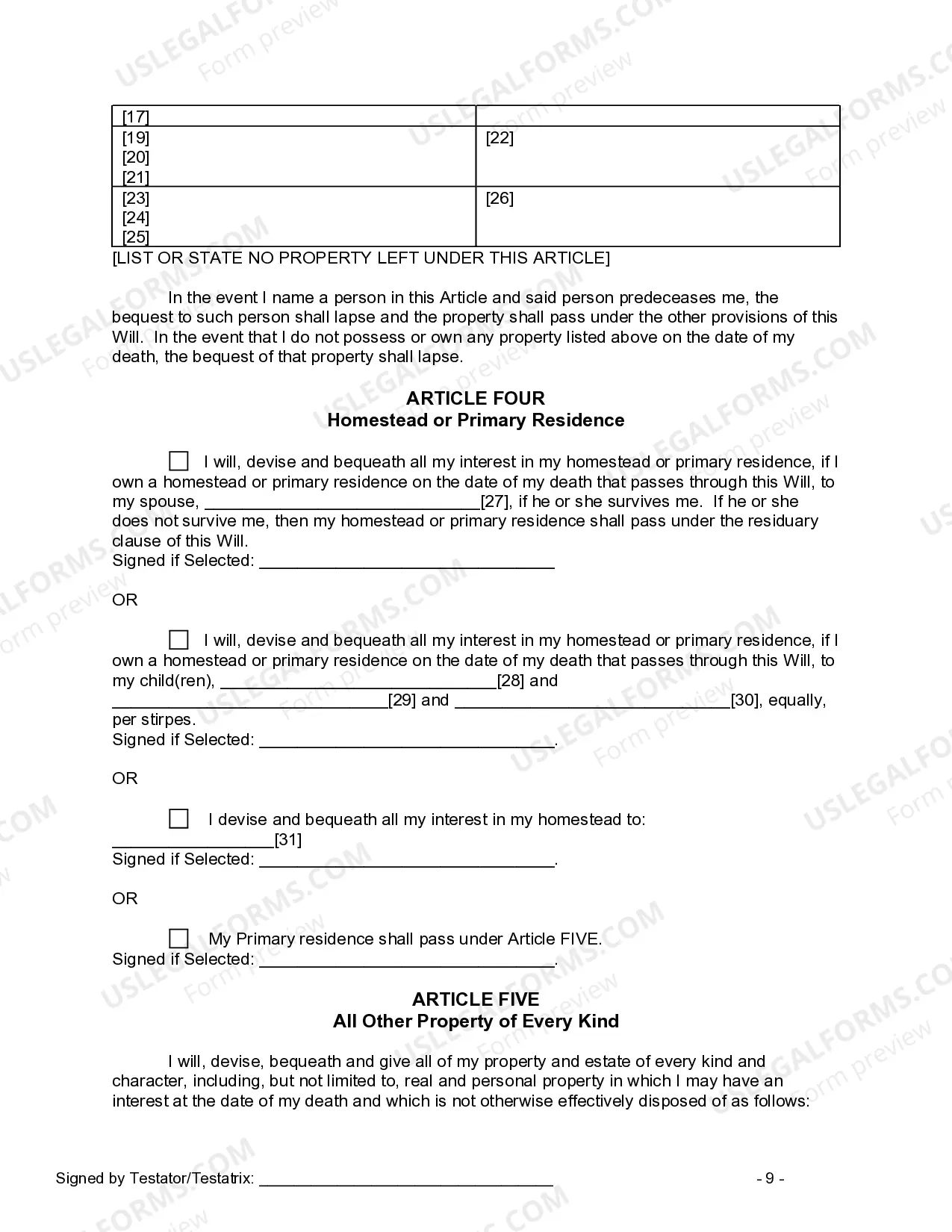 Preview Last Will and Testament for other Persons