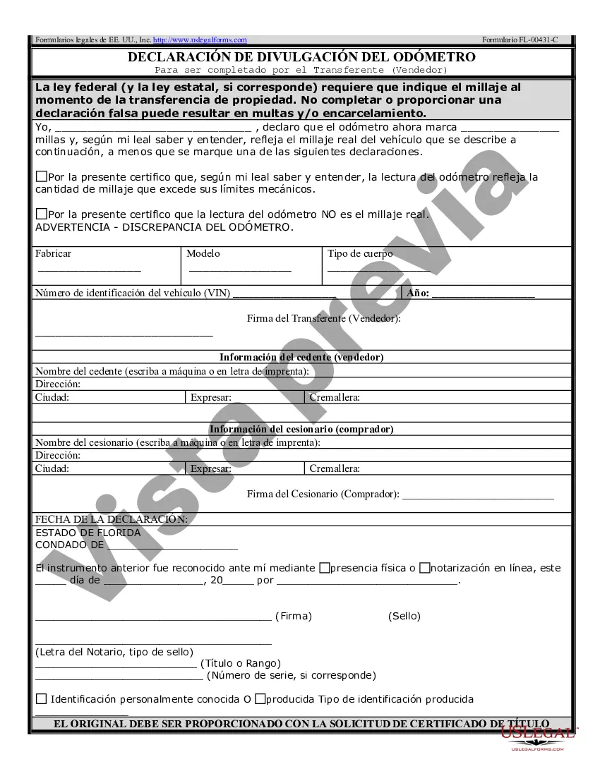 Preview Factura de venta de automóvil o vehículo, incluida la declaración del cuentakilómetros y el pagaré