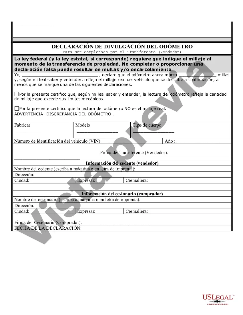 Preview Factura de Venta de Automóvil y Declaración de Odómetro