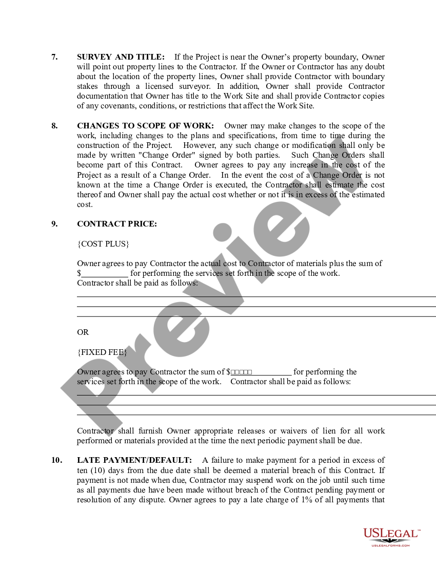 Florida Fencing Contract for Contractor Fence Contract US Legal Forms