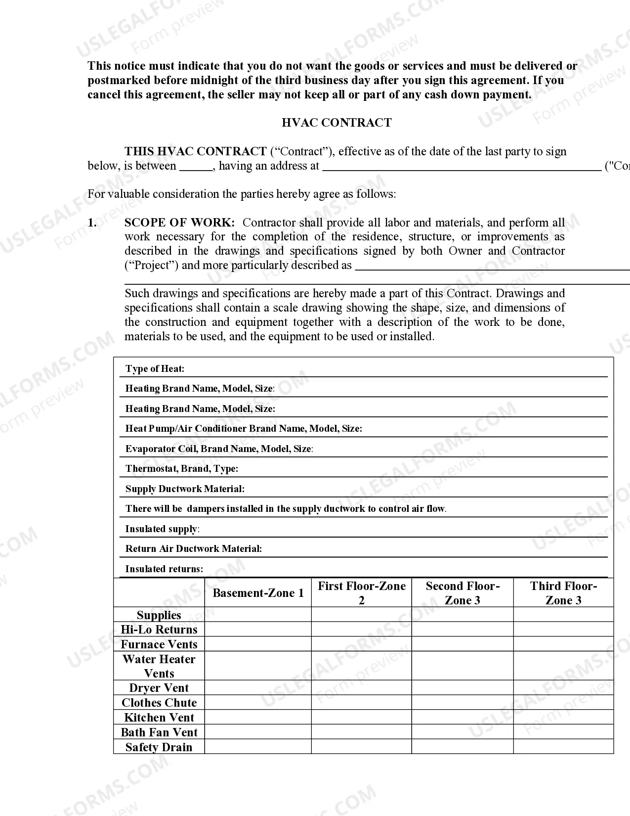 Preview HVAC Contract for Contractor