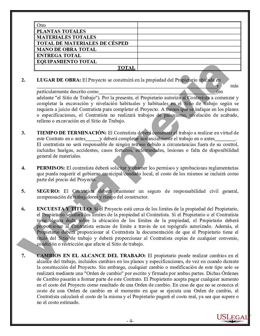 Preview Contrato de paisajismo para contratista