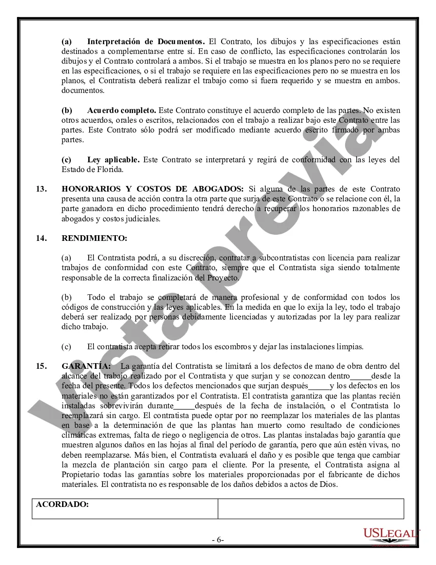 Preview Contrato de paisajismo para contratista