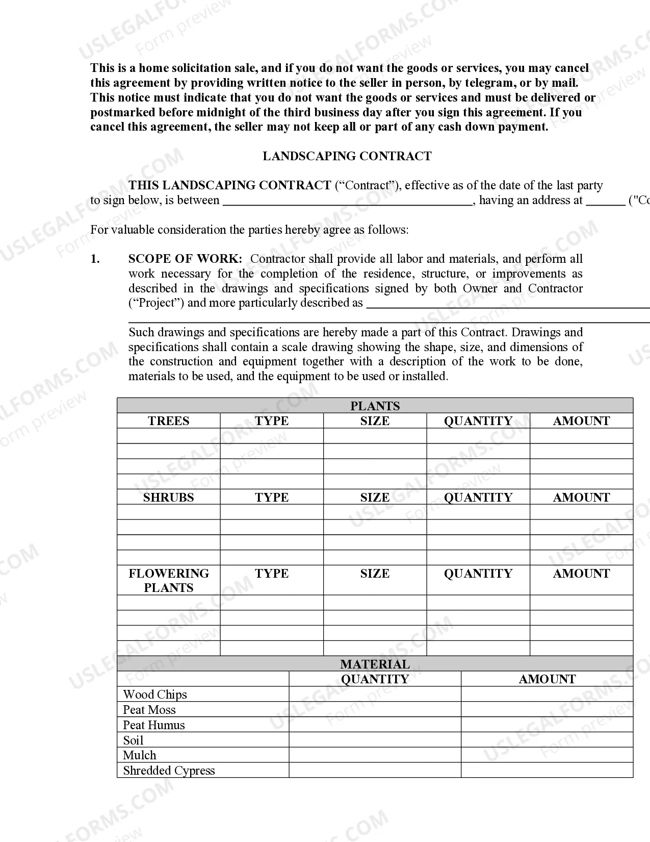 Preview Landscape Contract for Contractor