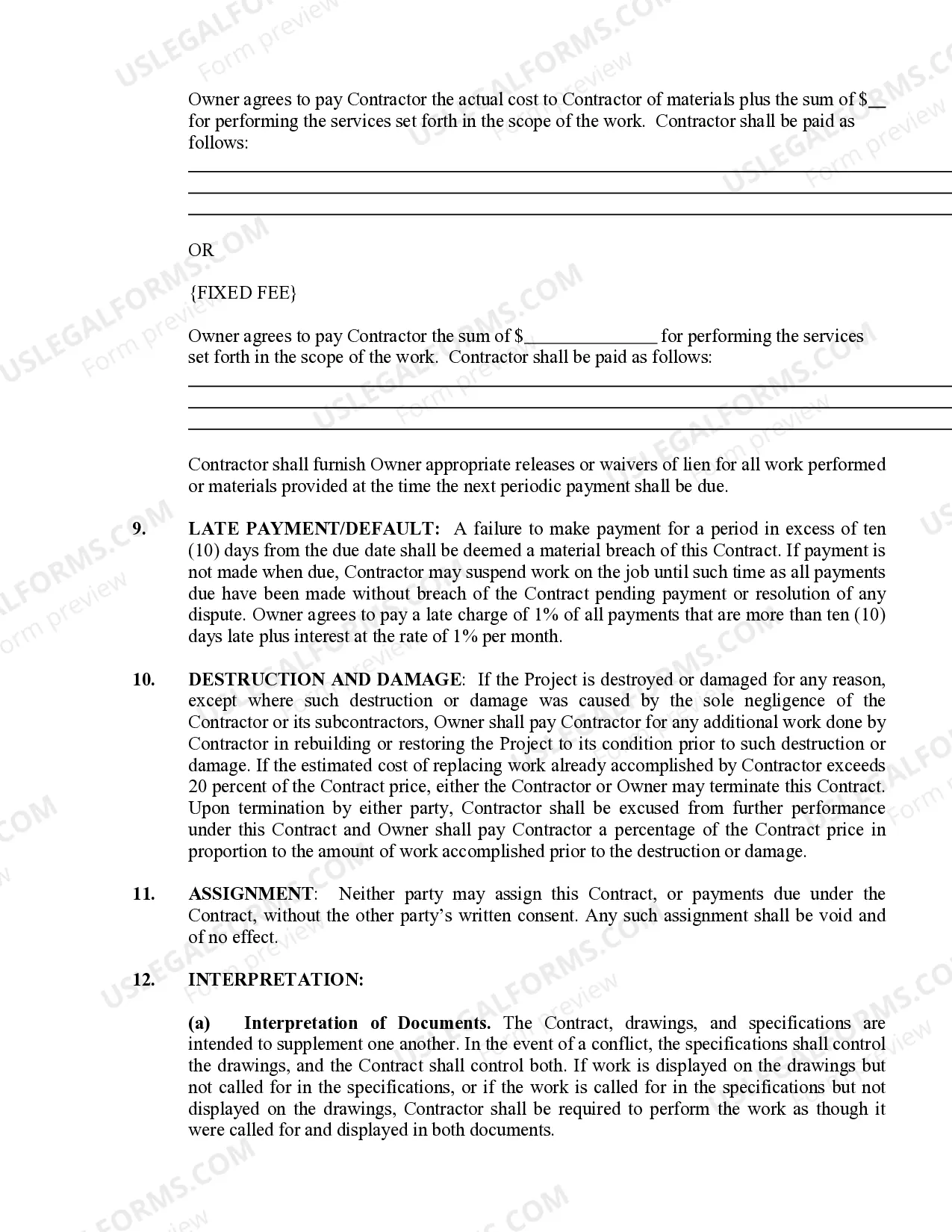 Preview Landscape Contract for Contractor