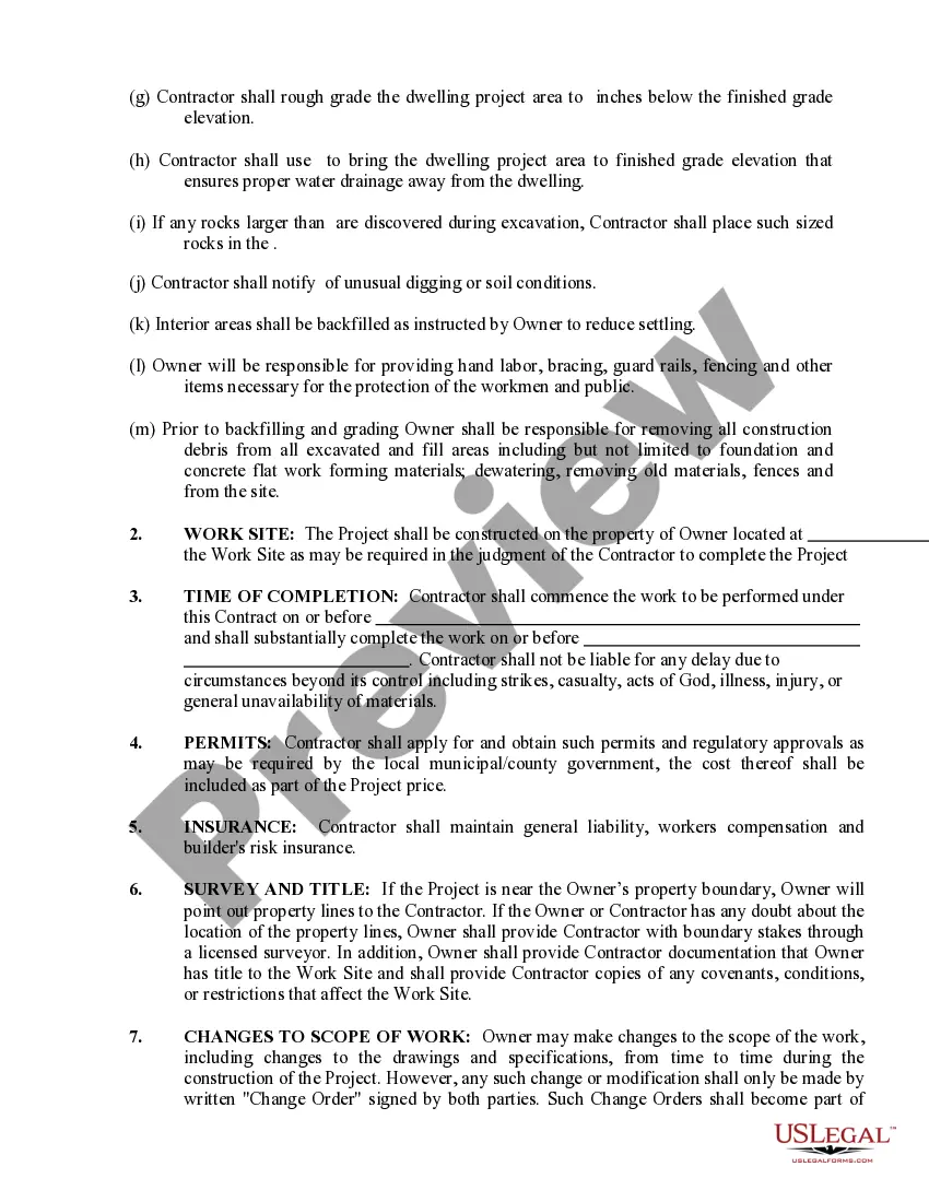 Preview Excavator Contract for Contractor
