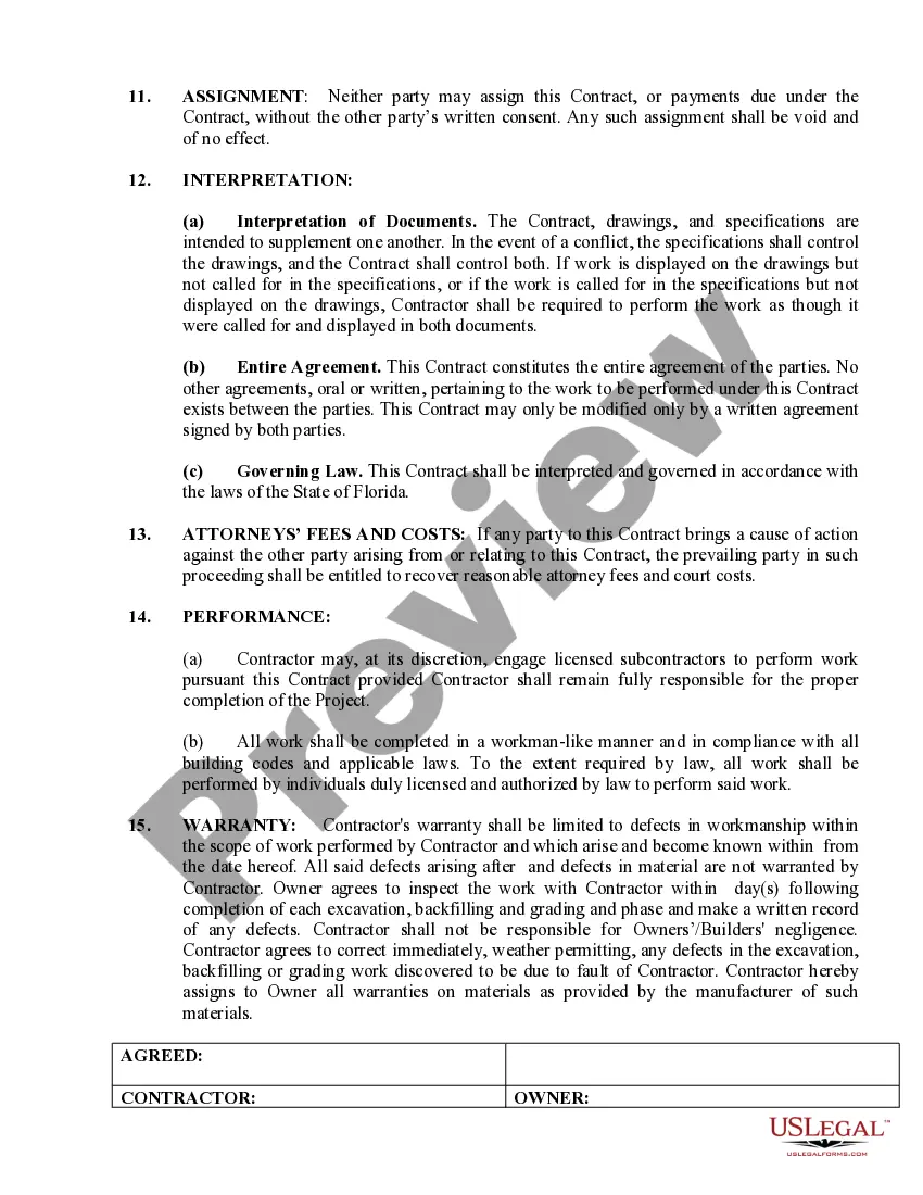 Preview Excavator Contract for Contractor