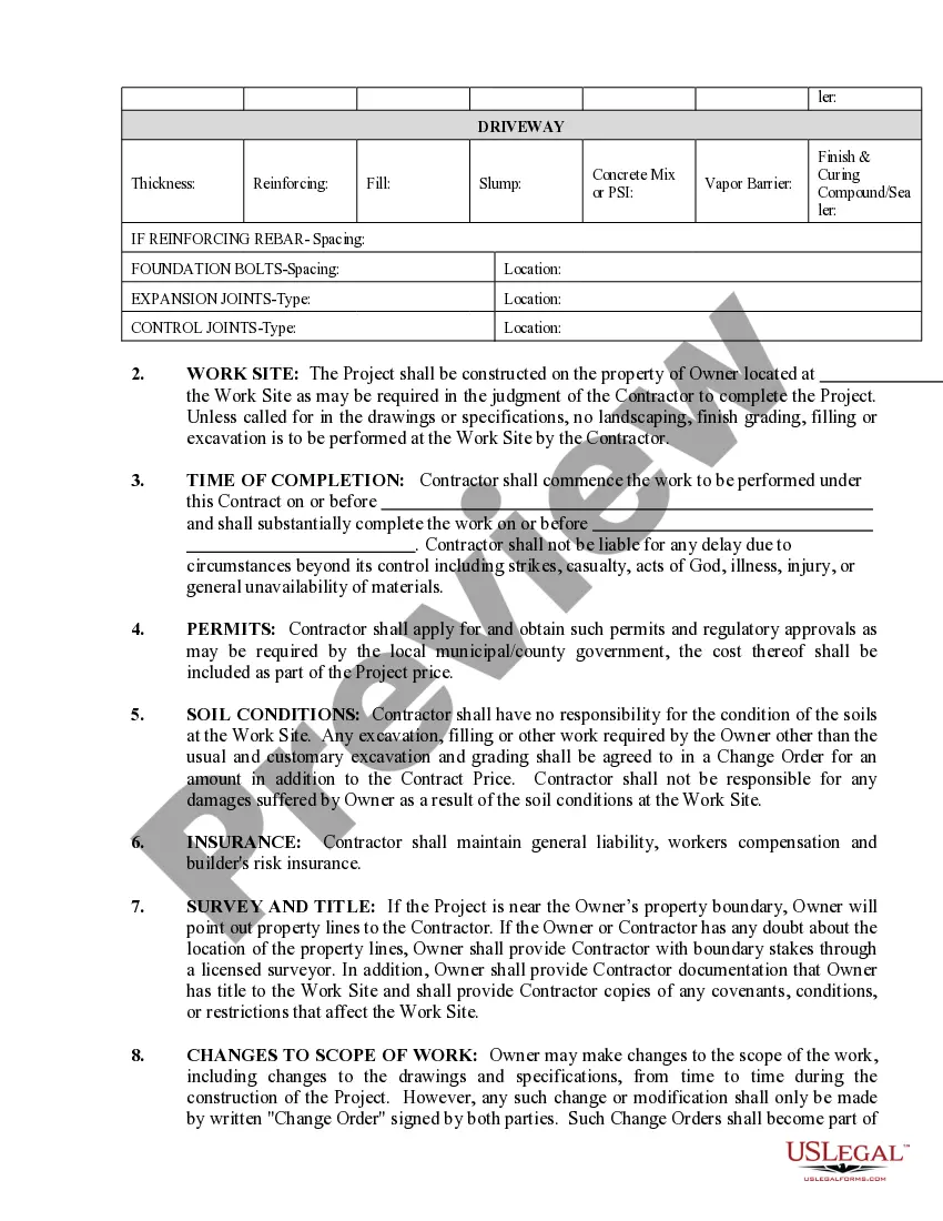 Preview Concrete Mason Contract for Contractor