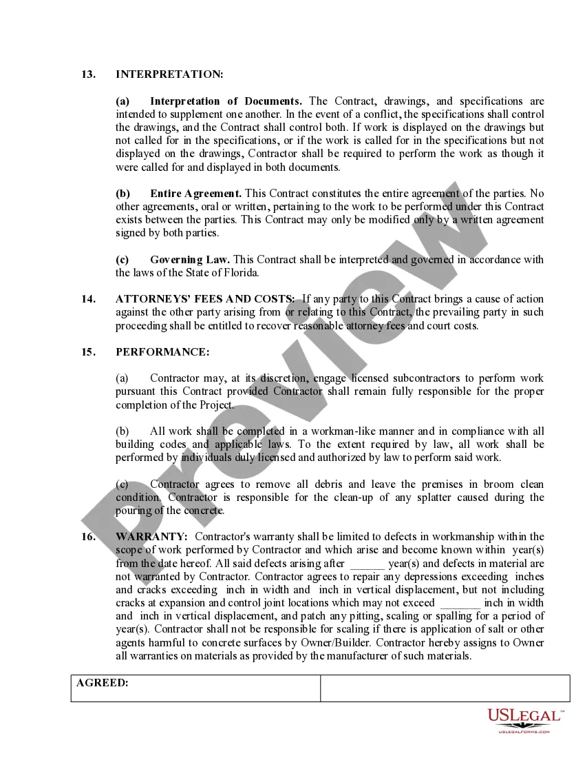 Preview Concrete Mason Contract for Contractor