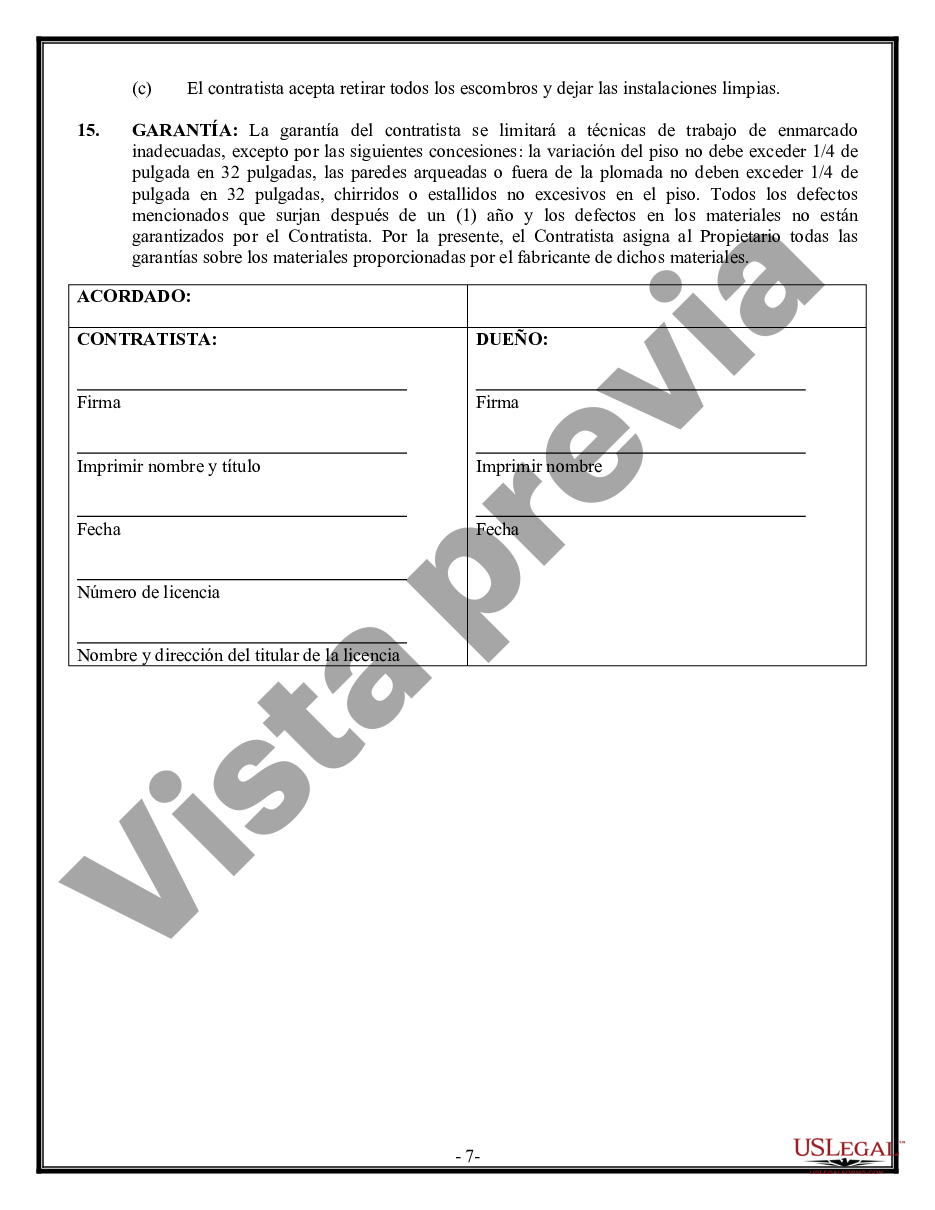 Hillsborough Florida Contrato Marco Para Contratista Us Legal Forms 9841