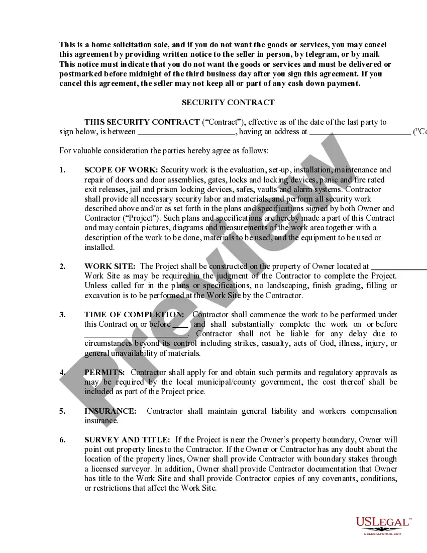 Get Security Contract for Contractor Preview Security Contract for Contractor