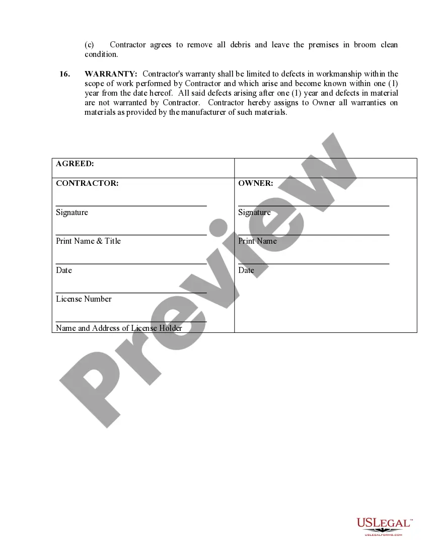Preview Site Work Contract for Contractor