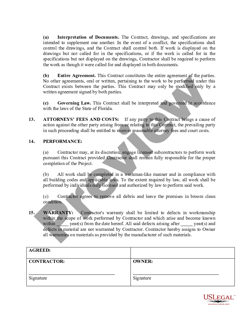 Florida Siding Contract for Contractor | US Legal Forms